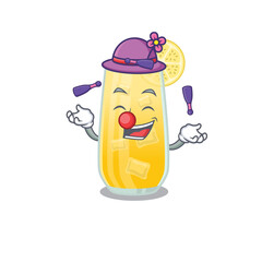 A screwdriver cocktail cartoon design style succeed playing juggling