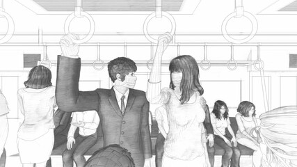 電車 車内コロナウイルス 人あり 満員電車 イラスト33 Wall Mural Hiro Studio 電車 車内コロナウイルス 人あり 満員電車 イラスト33 Wall Mural Hiro Studio