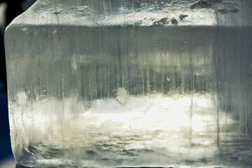 Transparent ice cube with a beautiful pattern