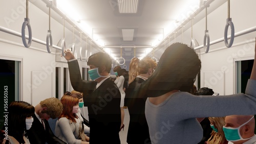 Fototapete 電車 車内コロナウイルス 人あり 満員電車 イラスト33 啓文 佐々木 Fototapete 電車 車内コロナウイルス 人あり 満員電車 イラスト33 啓文 佐々木