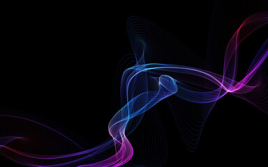 Dark abstract background with a glowing abstract waves
