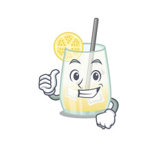 Tom collins cocktail cartoon character design showing OK finger