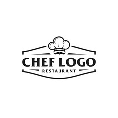 Chef and restaurant simple retro logo design with a cap / chef hat