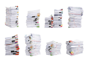 Set of Stack business papers isolated on white background