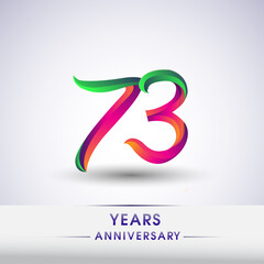 Fototapeta premium 73rd anniversary celebration logotype green and red colored. ten years birthday logo on white background.