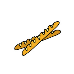 baguette doodle icon, vector illustration