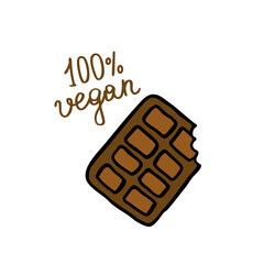 vegan chocolate doodle icon, vector illustration