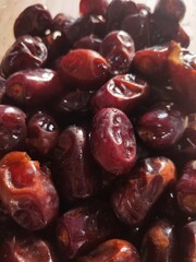 Dates Fruit on a Plastic Container, Healthy Food For Vegetarian, Selective Focus.