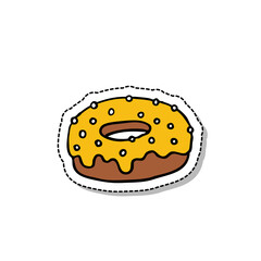 donut doodle icon, vector sticker illustration