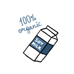 soy milk doodle icon, vector illustration