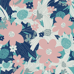 Abstract vector seamless floral Pattern - 356553996