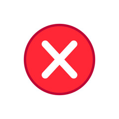 Cross mark, delete, cancel, reject filled outline icons. Vector illustration. Editable stroke. Isolated icon suitable for web, infographics, interface and apps.