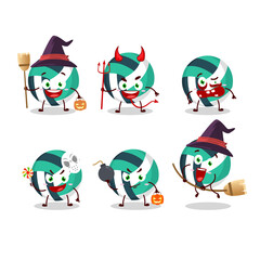 Halloween expression emoticons with cartoon character of volley ball