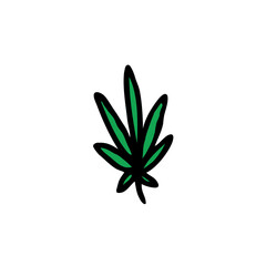 cannabis,marijuana leaf doodle icon, vector illustration