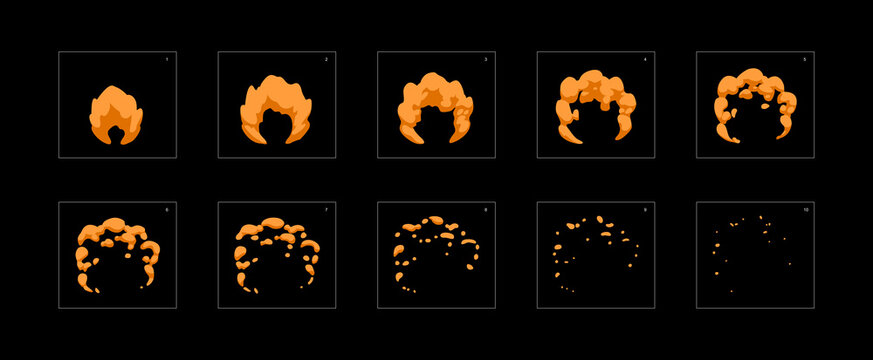 Dust explosion effect. Blast animation effect. Animation Sprite sheet for games, cartoon or animation. vector style animation effect 20009.