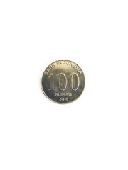 100 indonesian rupiah coin on soft white background. a coin from the republic of indonesia