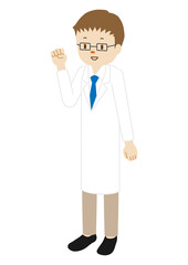 Illustration of a male doctor standing (fist pump)