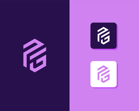 Letters P and G or PG line logo design. Linear minimal stylish emblem. Luxury elegant vector element. Premium business logotype. Graphic alphabet symbol for corporate business identity