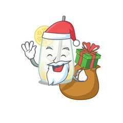 Cartoon design of tom collins cocktail Santa having Christmas gift