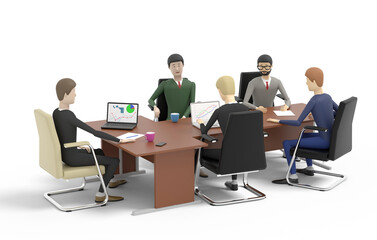 Business meeting in the office. White background. 3D illustration