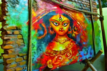 graffiti on the wall at Durga Puja 