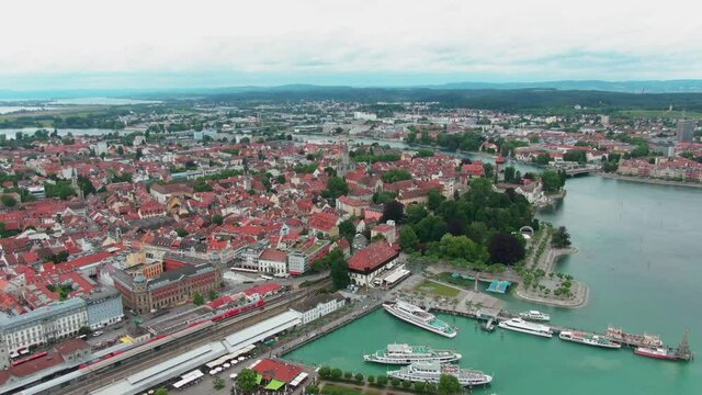 Aerial Cityscape of Konstanz at Lake Constance