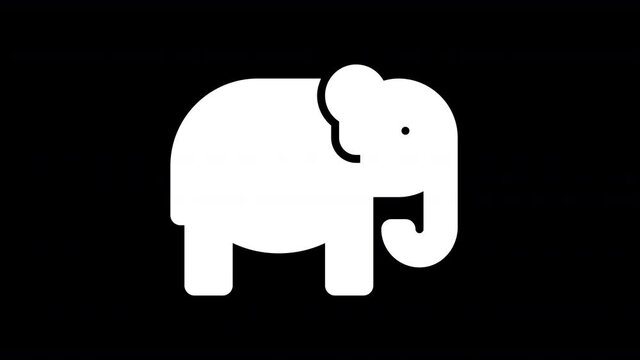 From the Glitch effect arises elephant symbol. Then the TV turns off. Alpha channel Premultiplied - Matted with color black