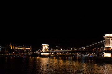 Fototapeta na wymiar View landscape and cityscape of Old town city and Hungarian Parliament with Danube Delta river and Buda Chain Bridge in night time in Budapest, Hungary