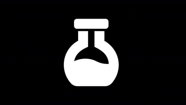 From the Glitch effect arises flask potion symbol. Then the TV turns off. Alpha channel Premultiplied - Matted with color black
