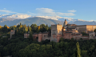 View of the Alhambra and Sierra Nevada from Mirador de San Nicolás