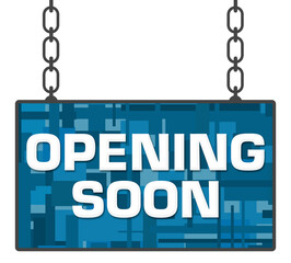 Opening Soon Blue Random Squares Background Sign Board 