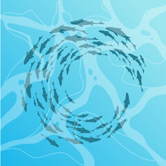 vector illustration of fish in sea background