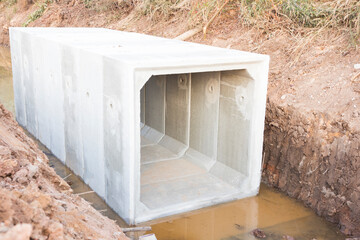 Large size square concrete manholes are  installed at construction site