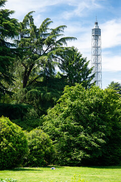 Milan. Italy - May 21, 2019: Branca Tower (Torre Branca). Panoramic Tower Located in Sempione Park (Parco Sempione) in Milan.