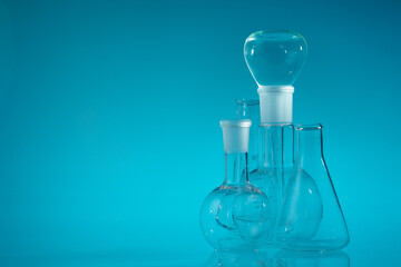 Chemical vessels. Glass flasks. Laboratory utensil.