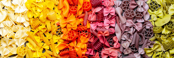 Colorful rainbow pasta mix texture background wallpaper