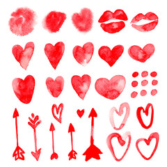 Set of Valintine Day design elements. Love painting collection. Vector illustration