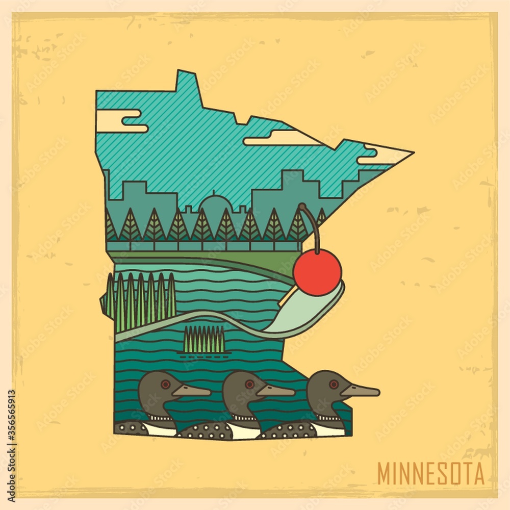 Poster minnesota state map