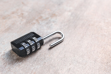 Small lock on grey background