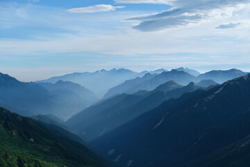 北アルプスの絶景トレイル。日本の雄大な自然。百名山。Amazing trekking area in Japanese North Alps.