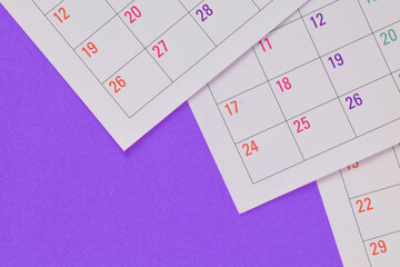 Calendar on a purple background