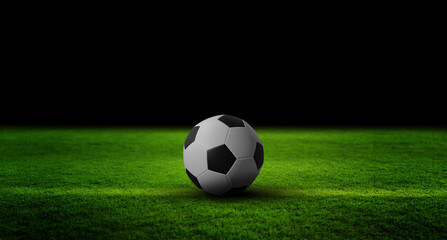 Soccer Ball on field on dark for you text