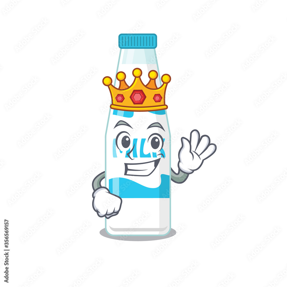 Poster A Wise King of bottle of milk mascot design style with gold crown