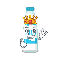 A Wise King of bottle of milk mascot design style with gold crown