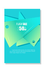 sale banner template design. Green triangle style