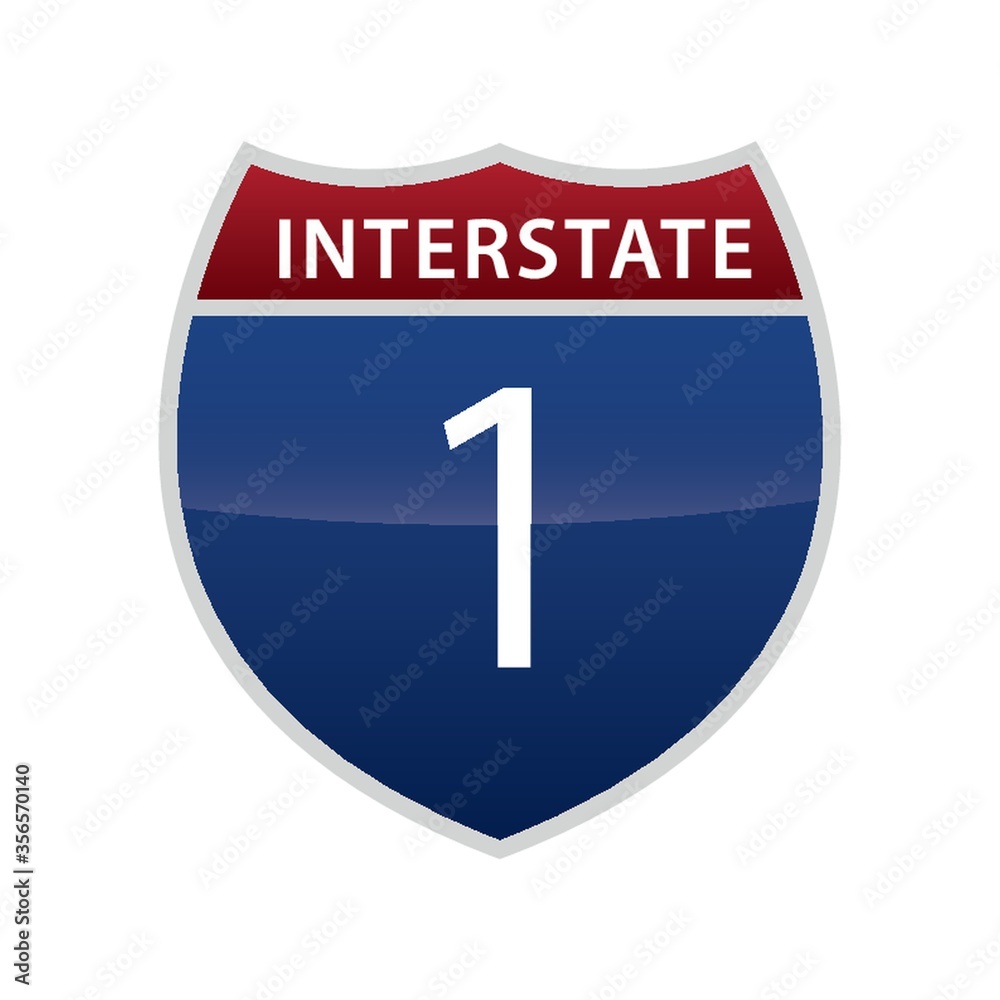 Wall mural interstate 1 route sign