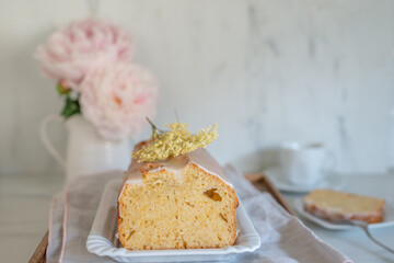 sweet home made elderflower sponge cake