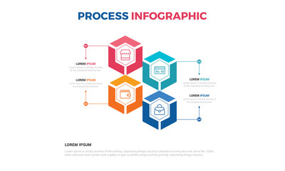 Business process infographic template. Thin line design with numbers 4 options or steps. Vector illustration graphic design