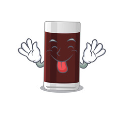 Funny glass of chocolate cartoon design with tongue out face