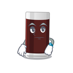 Mascot design style of glass of chocolate with waiting gesture